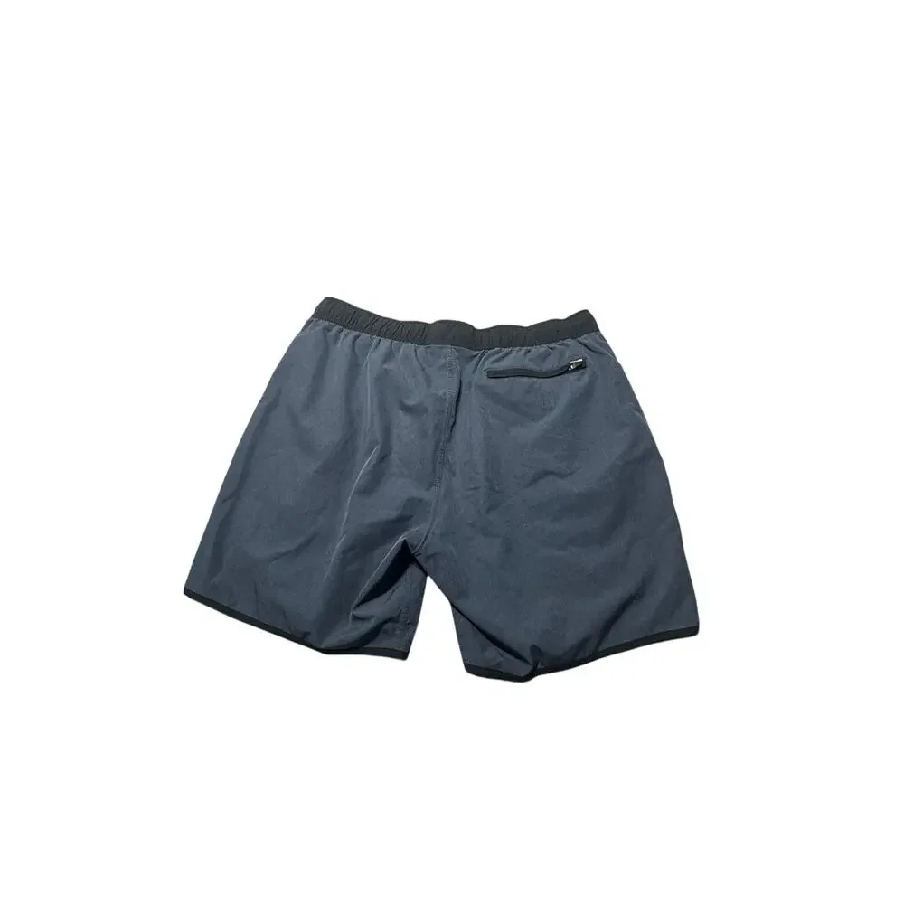 Vuori Swim Banks Shorts Mens XL Azure Blue Drawstring Waist Zipper Pocket Logo